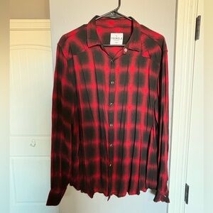 YoungLA casual pearl snap dress shirt - Red/Black - Men’s Size Large